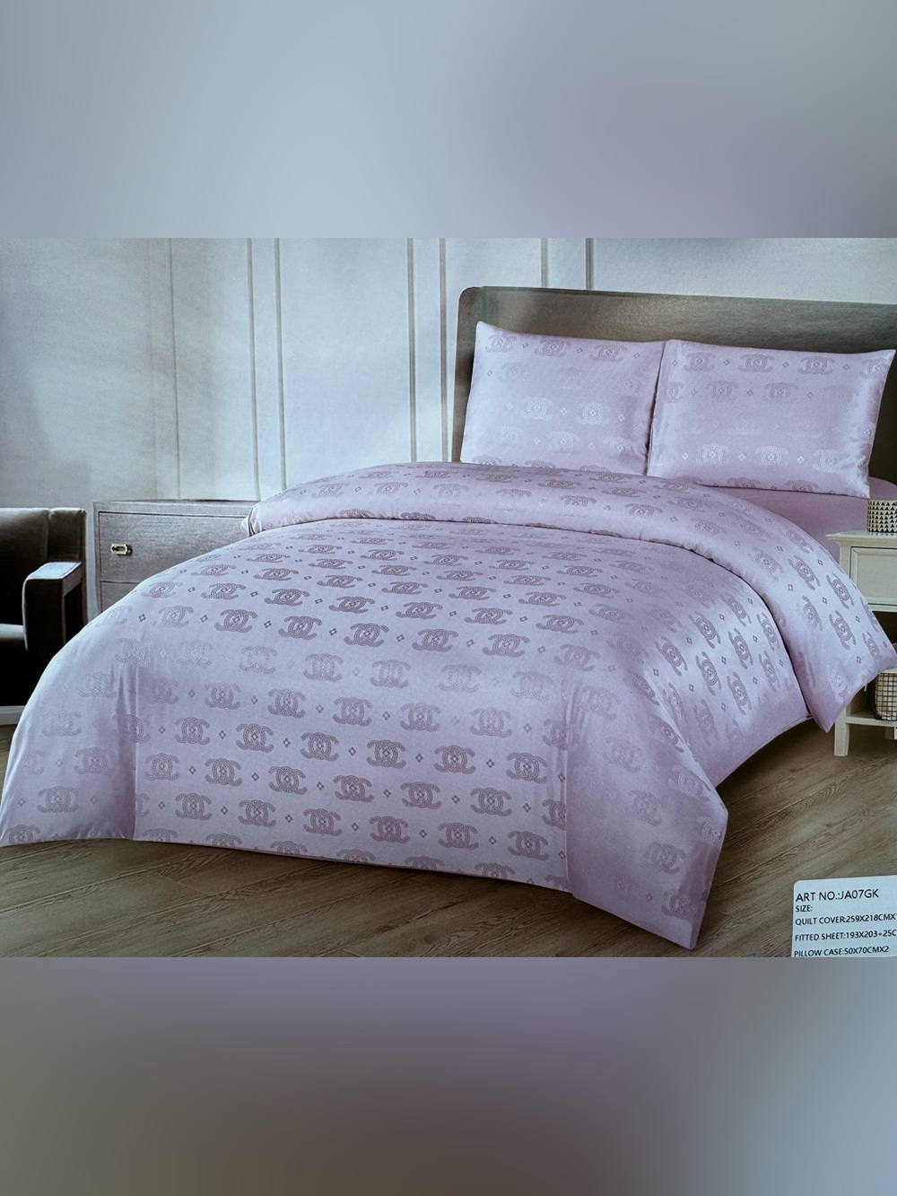 Lavender Jacquard Cotton Duvet Cover Set King size 4 piece Luxury bedding linen